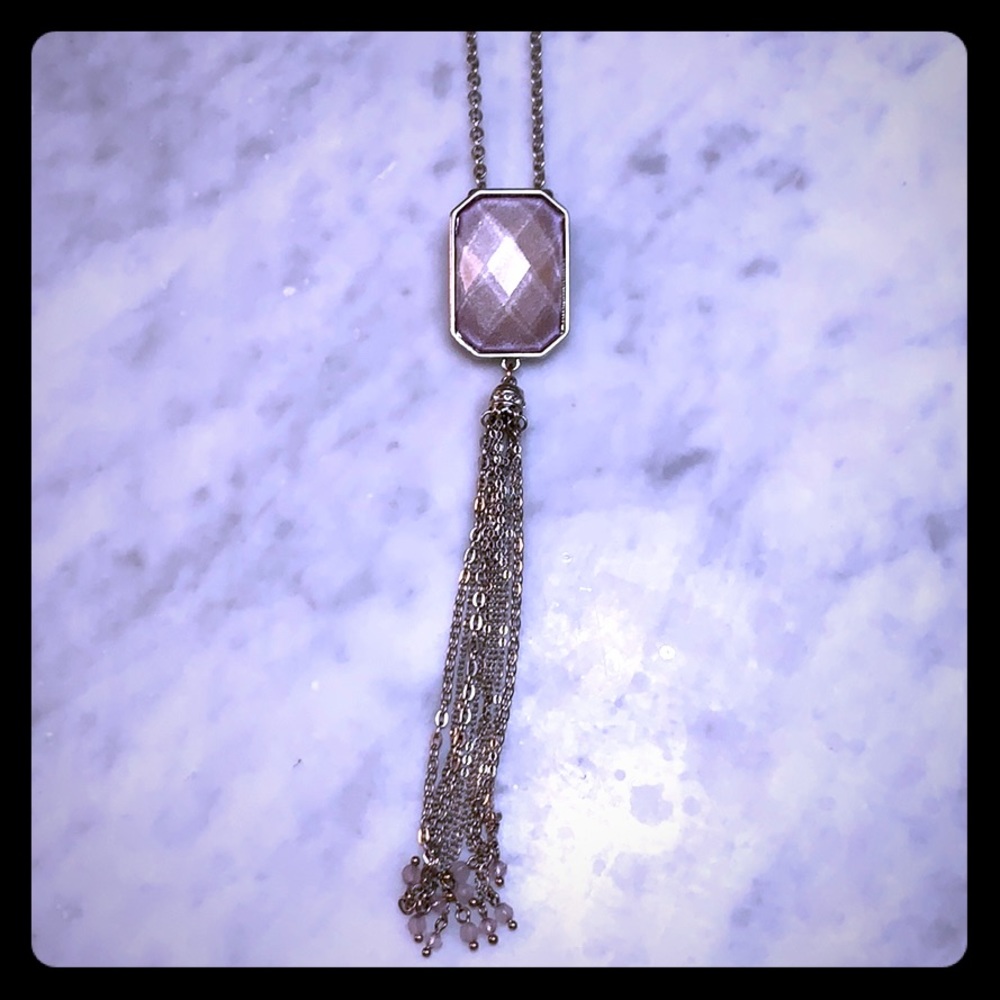New York and Company long Silver necklace